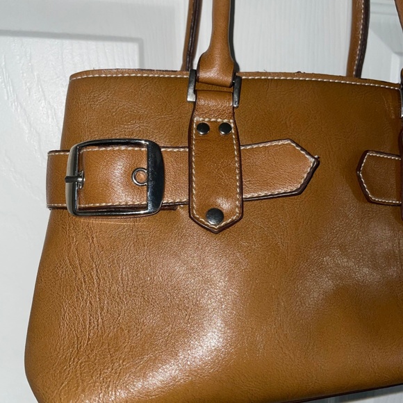 Brown Shoulder Bag with Silver Buckle Details - Picture 2 of 8